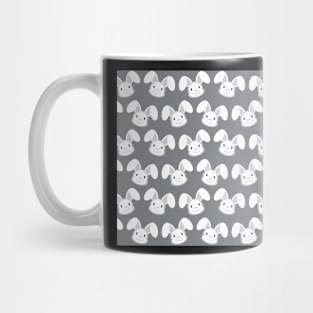 Cute White Bunny on Gray background Mug